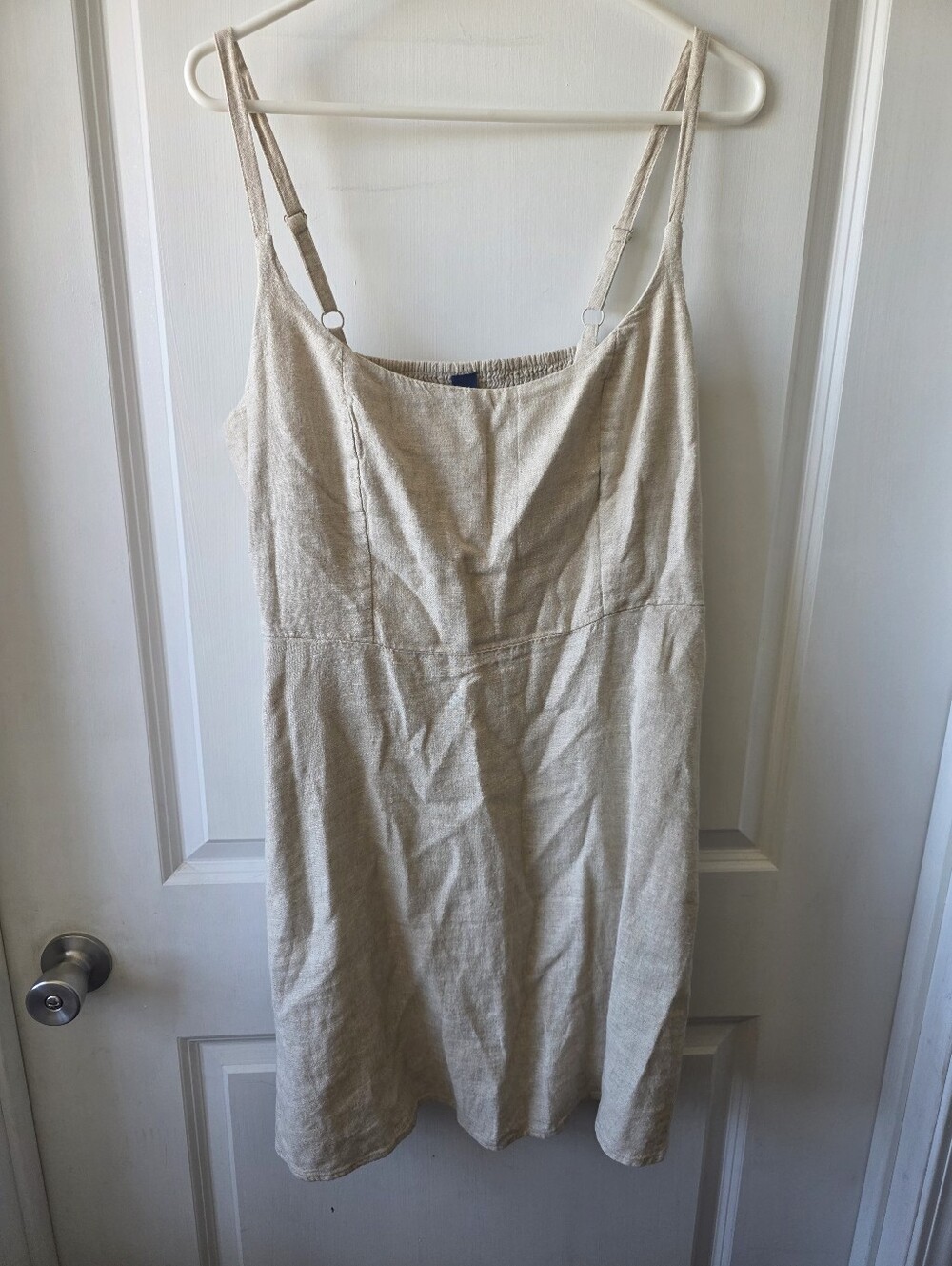 NWT Old Navy Beige Linen-Blend Slip Dress with Pockets And Adjustable Straps
